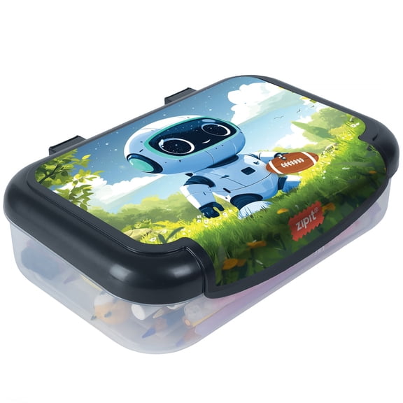 ZIPIT: Recycled Plastic Pencil Box - Robot - Large Capacity Case, Character & Football Themed, Stationery Organizer, School Supplies-Toys Holder, Kids