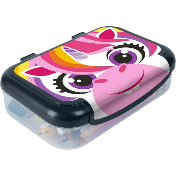 ZIPIT Recycled Plastic Pencil Box, Large Capacity Pencil Case, Durable Stationery Organizer Box, Unicorn
