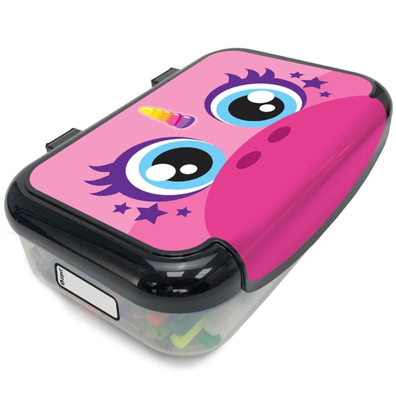 ZIPIT: Recycled Plastic Pencil Box - Pink Unicorn - Large Capacity Case, Character Stationery Organizer, School Supplies-Toy Holder, Snap Close, Kids