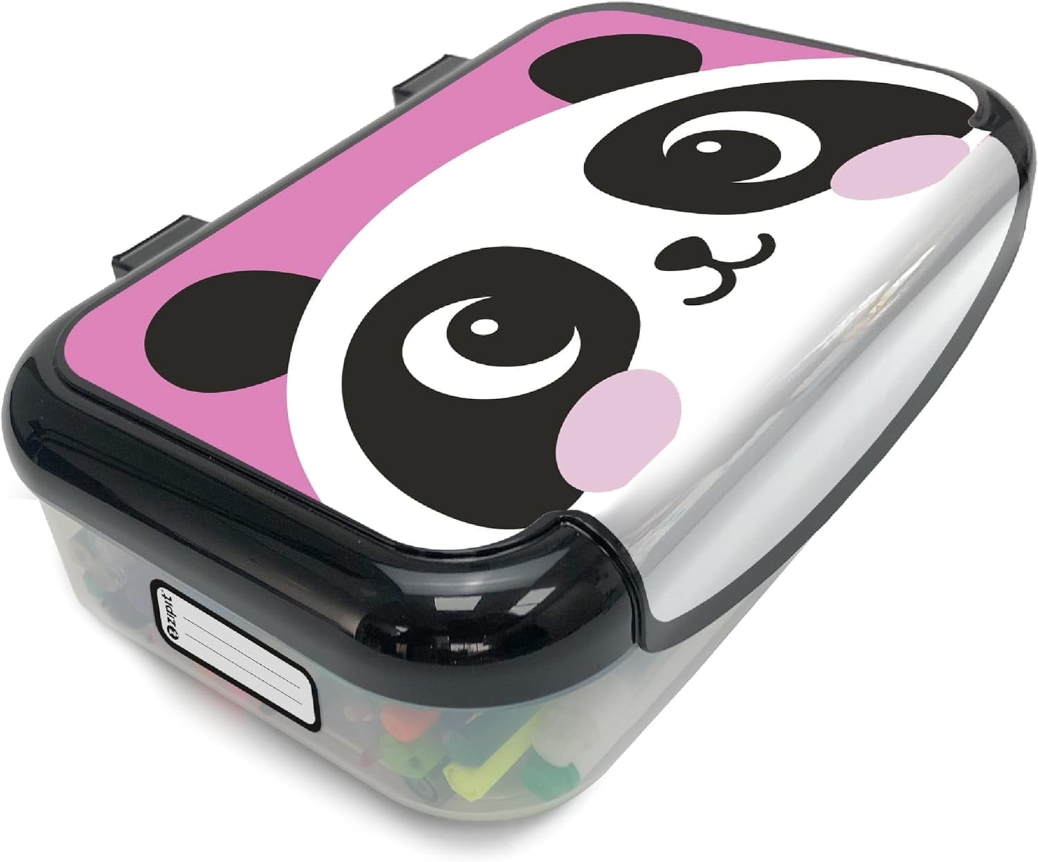 ZIPIT Recycled Plastic Pencil Box for Kids, Elementary School Box, Pink Panda