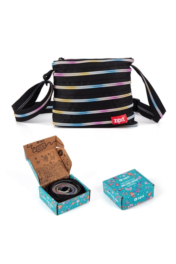 Shoulder Bag for Girls, Adjustable Crossbody Purse Made from One Long Zipper, Gift Box Included