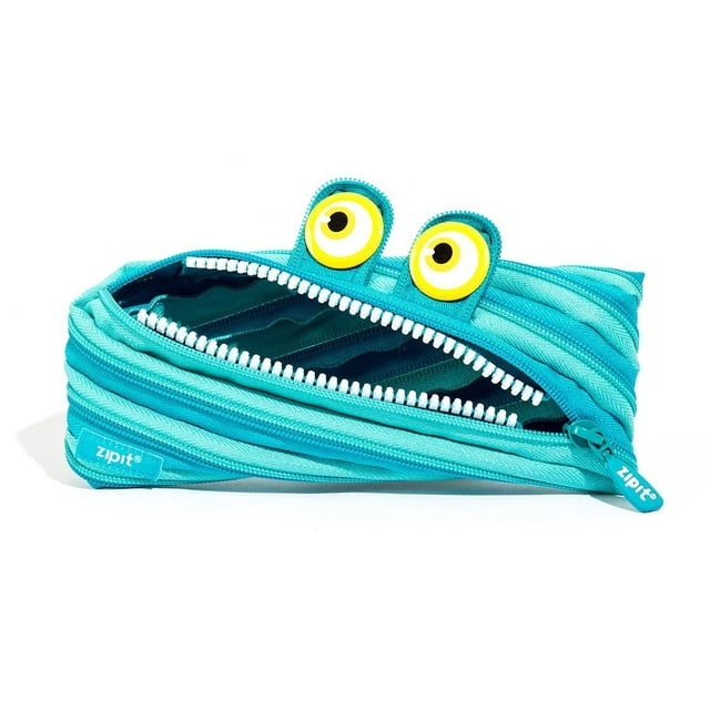 ZIPIT Wildlings Pencil Case for Kids, Holds up to 30 Pens (Blue)