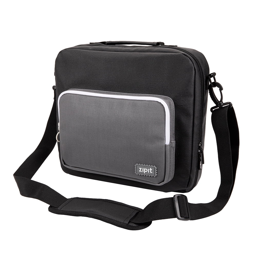 ZIPIT and GO Binder, Shoulder Bag, 3 Ring Organizer Bag, 2” Round Ring  (Black & Grey) 