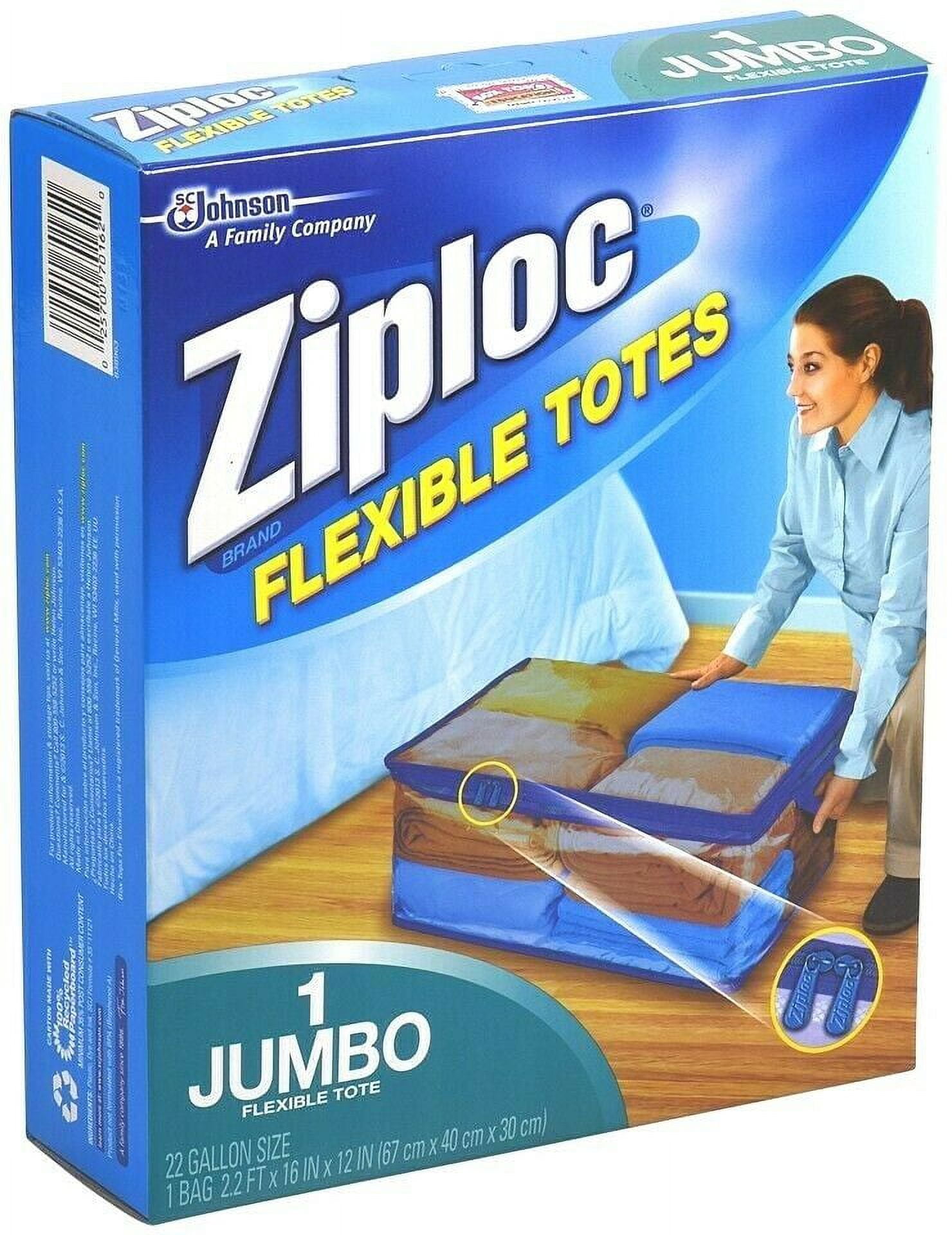 ZIPLOC Flexible Storage Tote Heavy Duty Clear Plastic Stack-able JUMBO 22  Gallon 