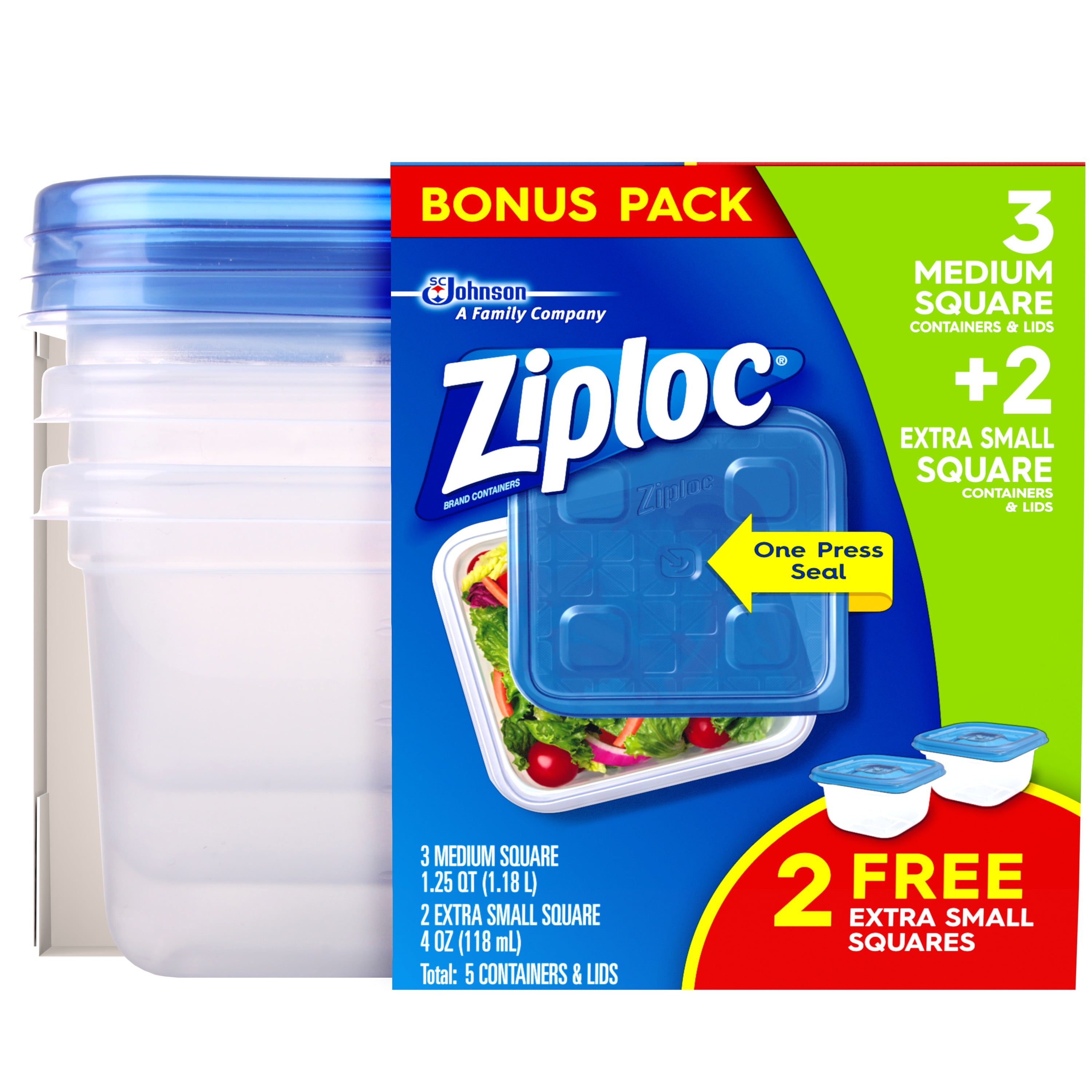 Ziploc Containers & Lids, Square, Medium