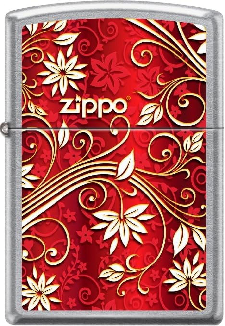 Pro-Cut ZIP-207CI402277 2024 Zippo Custom Red with Gold Floral Street Chrome Lighter