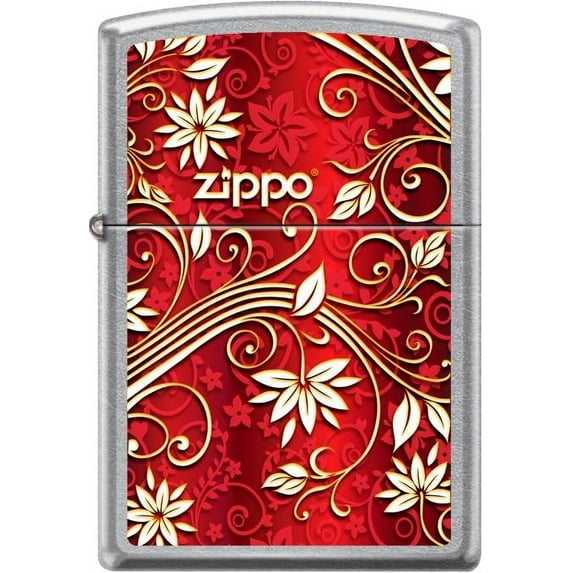 Pro-Cut ZIP-207CI402277 2024 Zippo Custom Red with Gold Floral Street Chrome Lighter