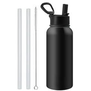 ZIQIAN 32oz Sports Thermos Bottle, Double Insulated ​Metal Water Bottle with Straw Lid And Flip Lid! Hot/Cold Vacuum Insulated Stainless Steel Bottle. BPA-Free 