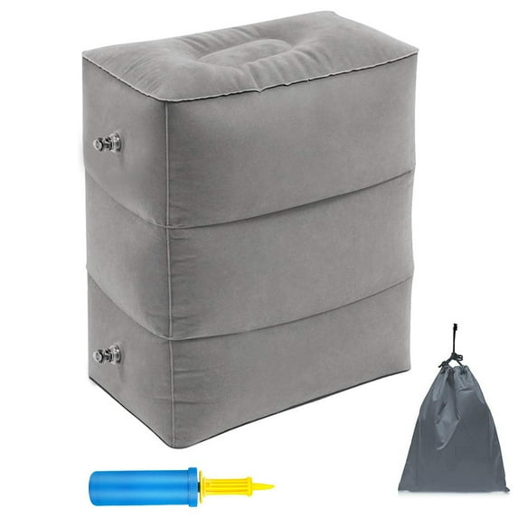 ZIQIAN Inflatable Foot Rest Pillow for Airplane Travel-Portable Adjustable Height Cushions ,Airplane Travel Essentials, Suitable for Office, Home and Any Travel-Gray