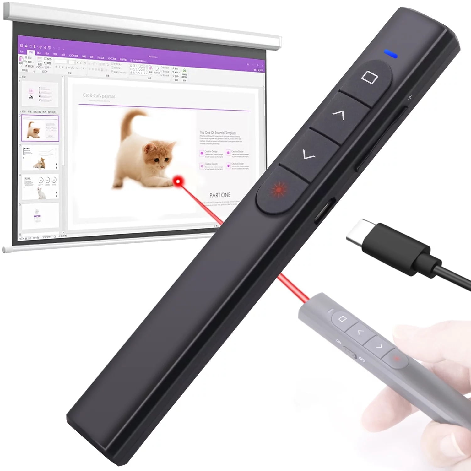 ZIQIAN Presentation Click for Bluetooth RF 2.4GHz Dual Modes Red Light