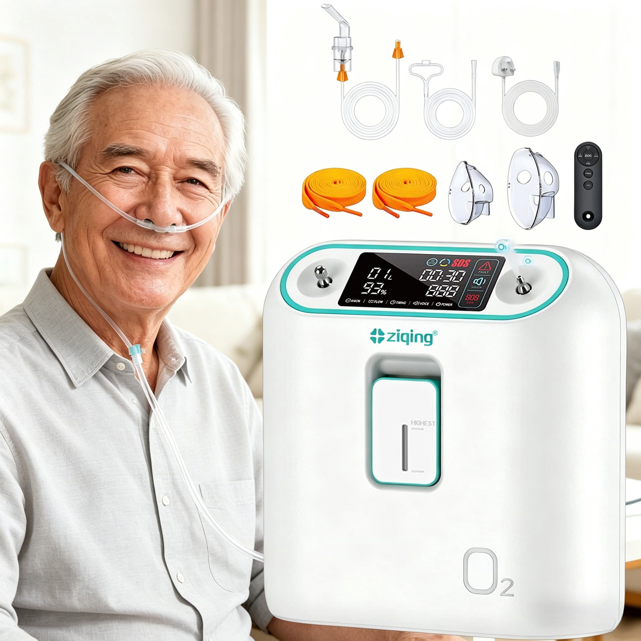 ZIQING 1-8 L/minPortable Oxygen Tube Device , High-Definition LED Screen