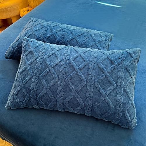 ZIQINPSQ Dark Blue King Size Fitted Sheet,Deep Pocket Fitted Sheet,Winter Warm,Breathable, Non-Slip Perfect for Skincare Bed Sheet,for 18”-24” in Mattress,Cotton Quilted Fitted Sheet