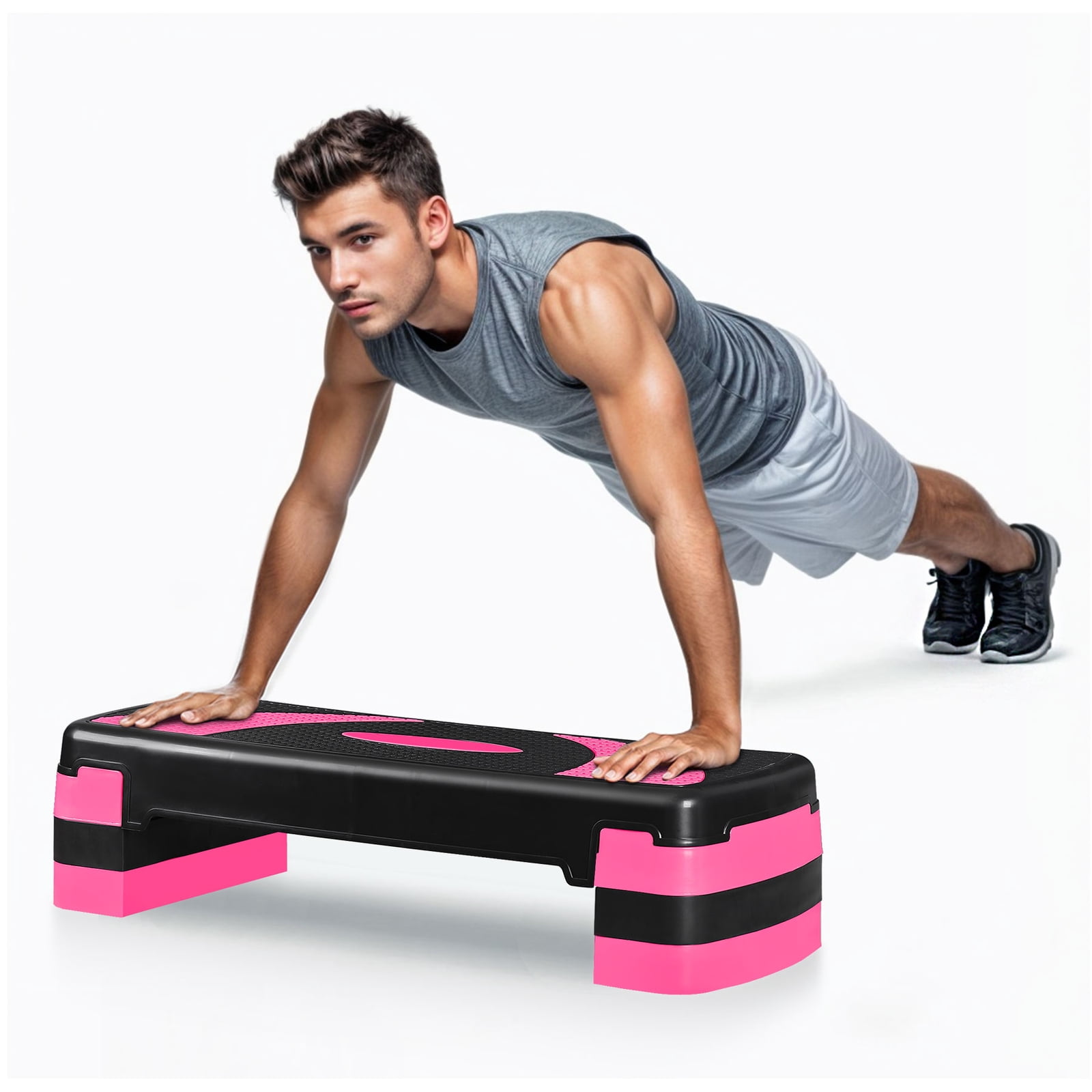 ZIRAV 31 Inch Fitness Aerobic Step Adjustable Exercise Stepper with 4 ...