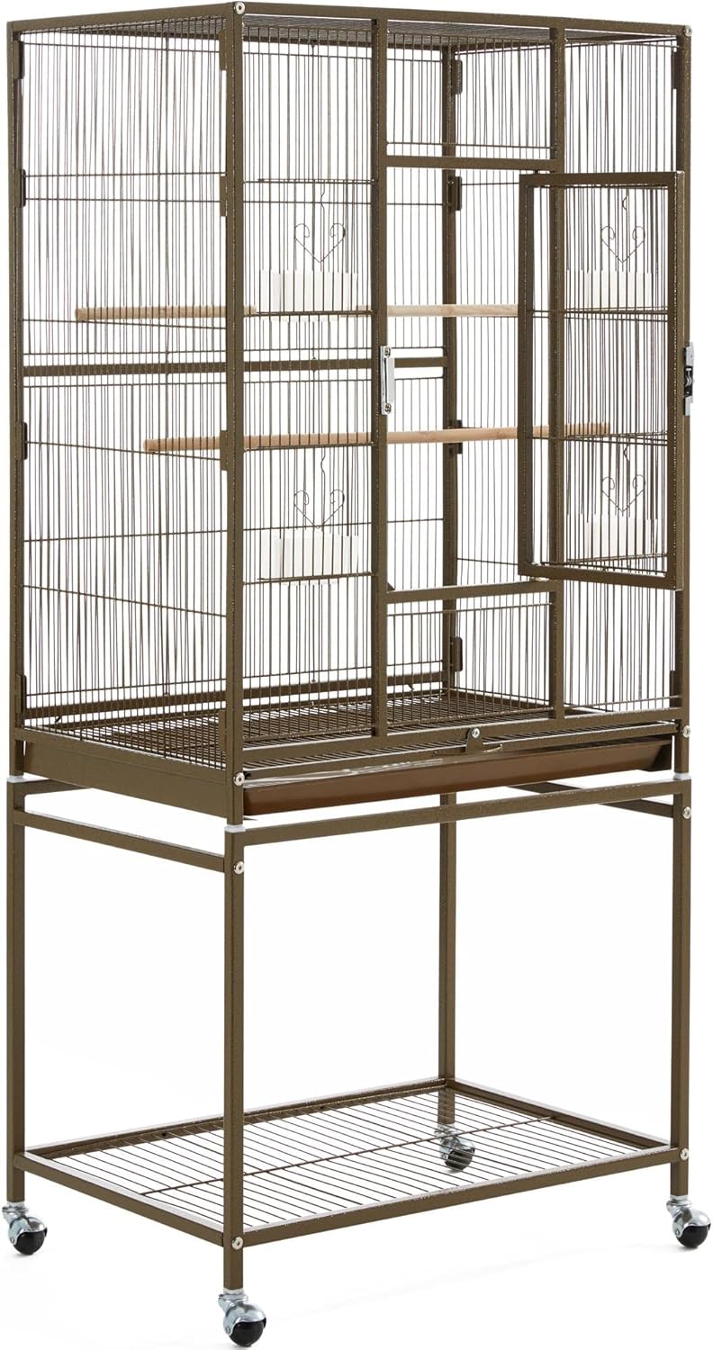 View of ZIRAV 53.5inch Large Bird Cage Metal Mobile Parrot Cage for Canary ...