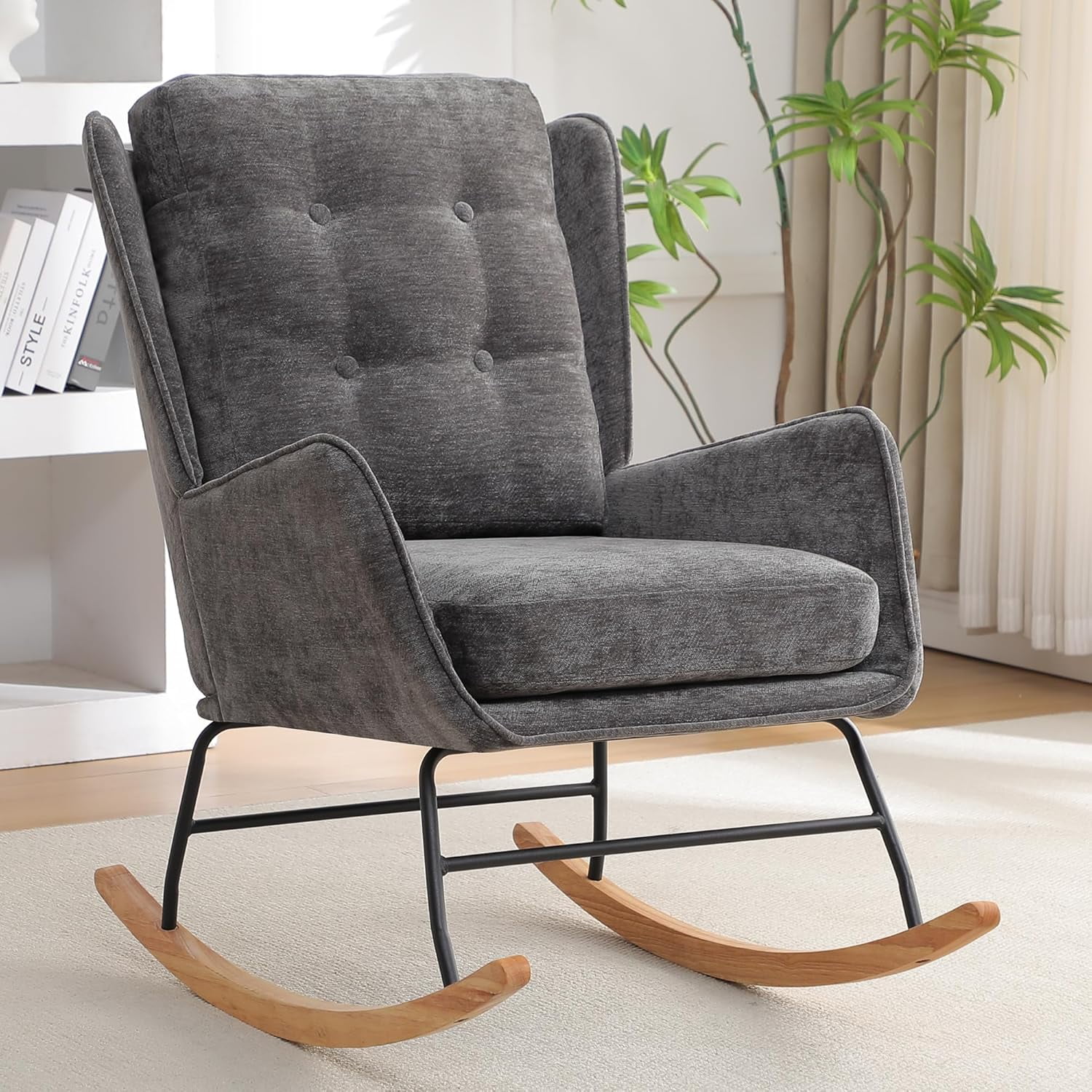 ZIRAV Nursery Rocking Chair, Comfy Rocker Armchair for Nursery, Modern ...