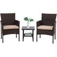 thumbnail image 2 of 3-Piece Outdoor Patio Furniture Set - Wicker Chairs With Glass Table For Garden, Balcony & Poolside 2 of 5