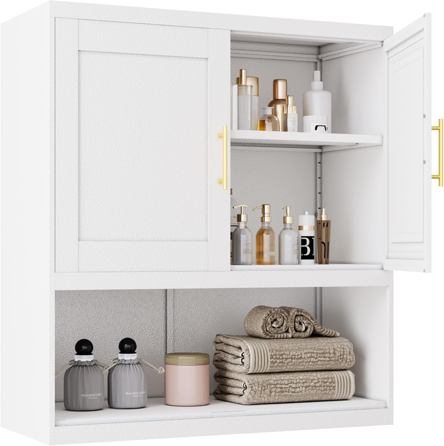 ZIRAV Over The Toilet Storage Cabinet with Doors and Shelves, Metal ...