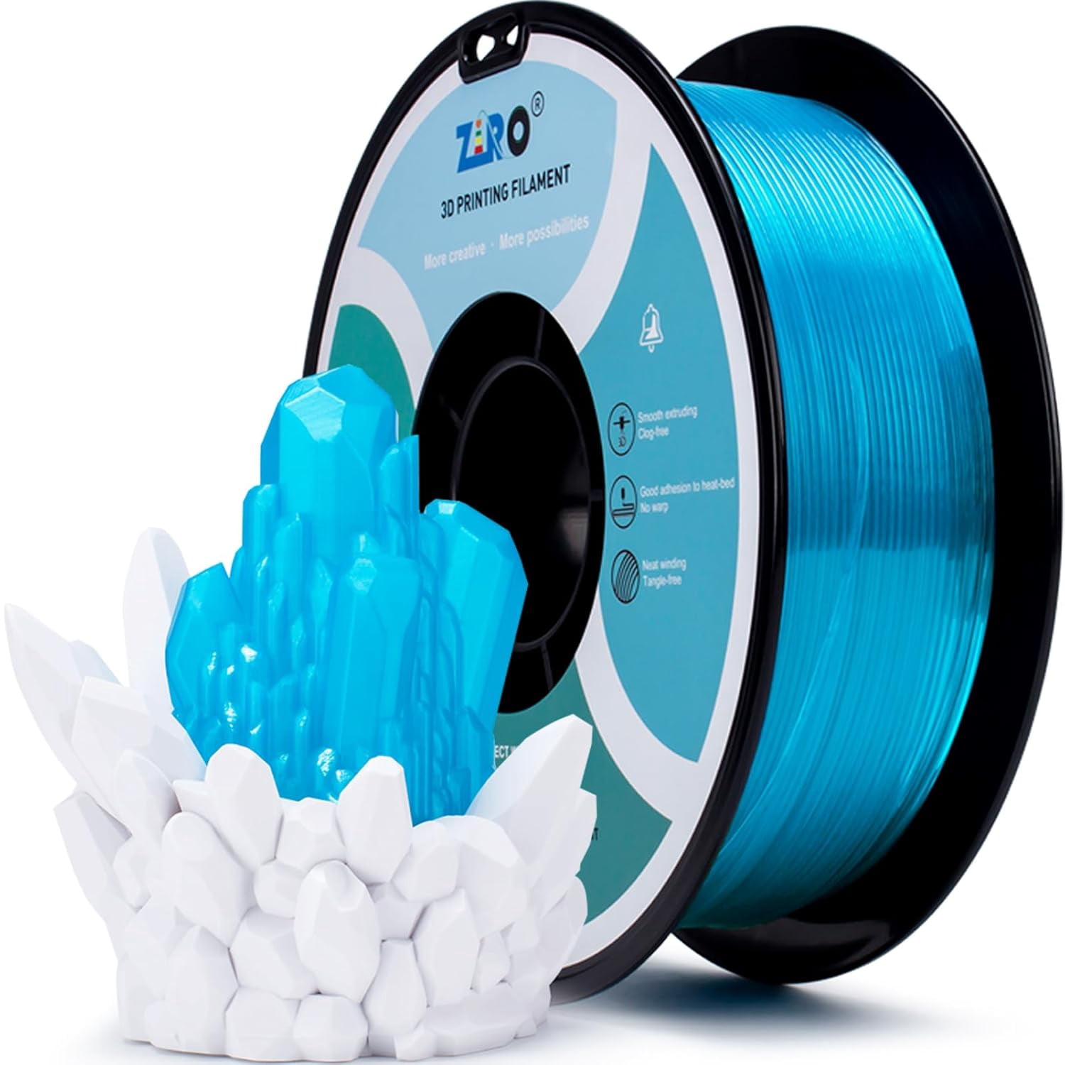 ZIRO 3D Printing Filament, Translucent PLA Series, 1.75mm Filament Material, Dimensional Accuracy +/- 0.03mm, 2.2lbs Spool, Material Fit Most FDM Printers, Light Blue
