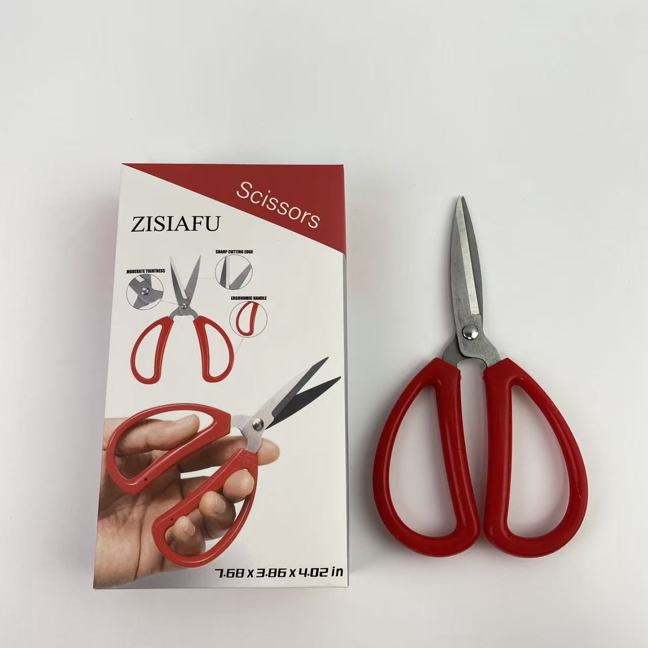 ZISIAFU Scissors,Multi-Purpose Perfect for Cutting Stainless Steel Sharp Scissors with Red Handle for Home Use Arts Crafts