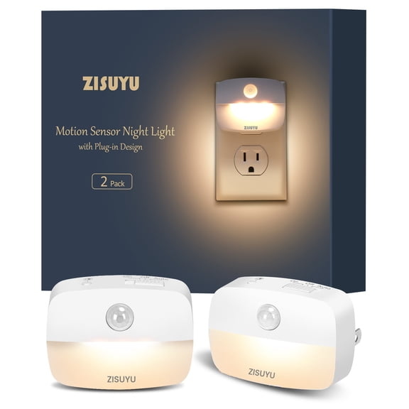 ZISUYU 2-Pack Mini Dimmable Plug-in LED Night Lights with Motion Sensor for Adults & Kids