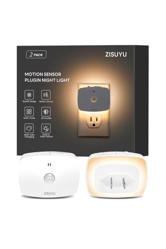 2-Pack Sleep Glow Backlit Motion Detectors LED Night Lights for Adults & Kids
