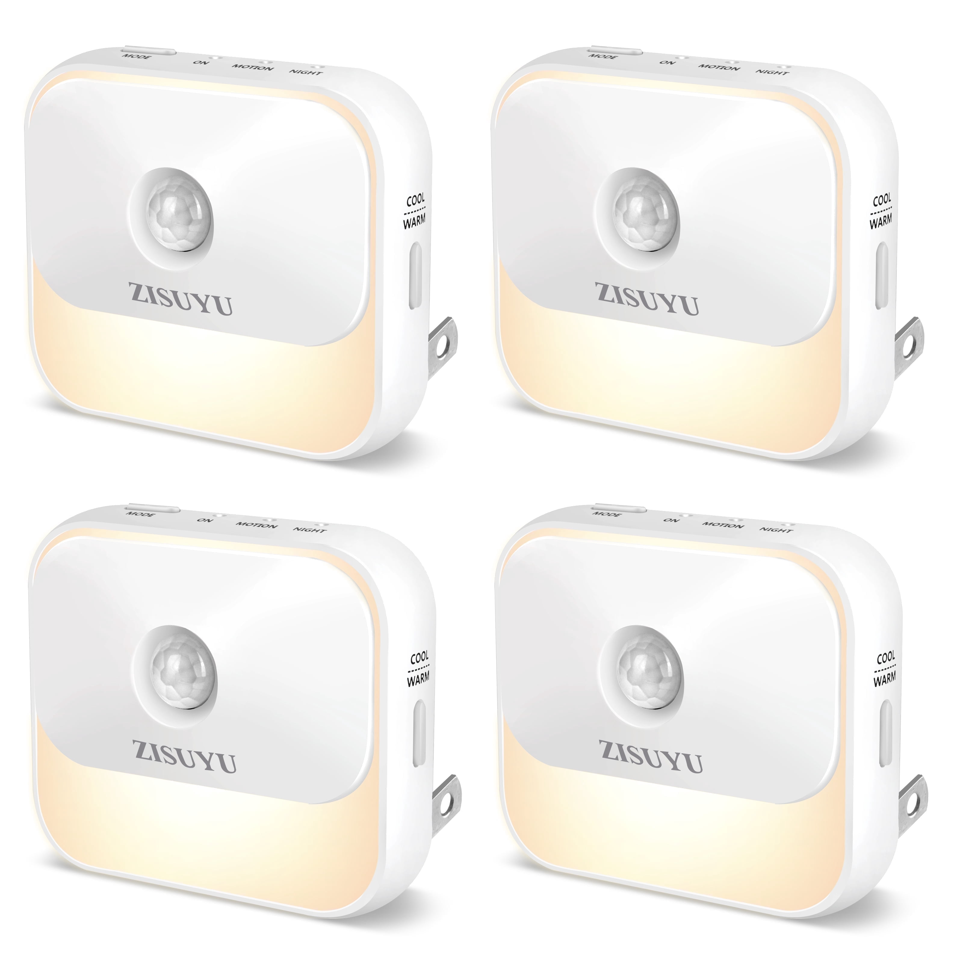 ZISUYU 4-Pack Dimmable Motion Sensor LED Night Lights for Adults & Kids