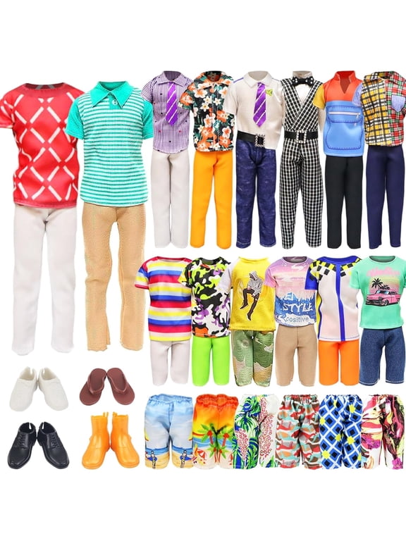 11 Items 11.5 Inch Boy Doll Clothes and Shoes - 5 Sets Casual Wear Clothes Outfit 2 Swimwear 4 Pairs Shoes for 12 inch boy Doll Fashion Random Styles