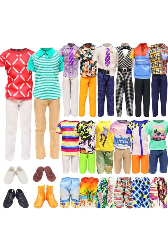 11 Items 11.5 Inch Boy Doll Clothes and Shoes - 5 Sets Casual Wear Clothes Outfit 2 Swimwear 4 Pairs Shoes for 12 inch boy Doll Fashion Random Styles