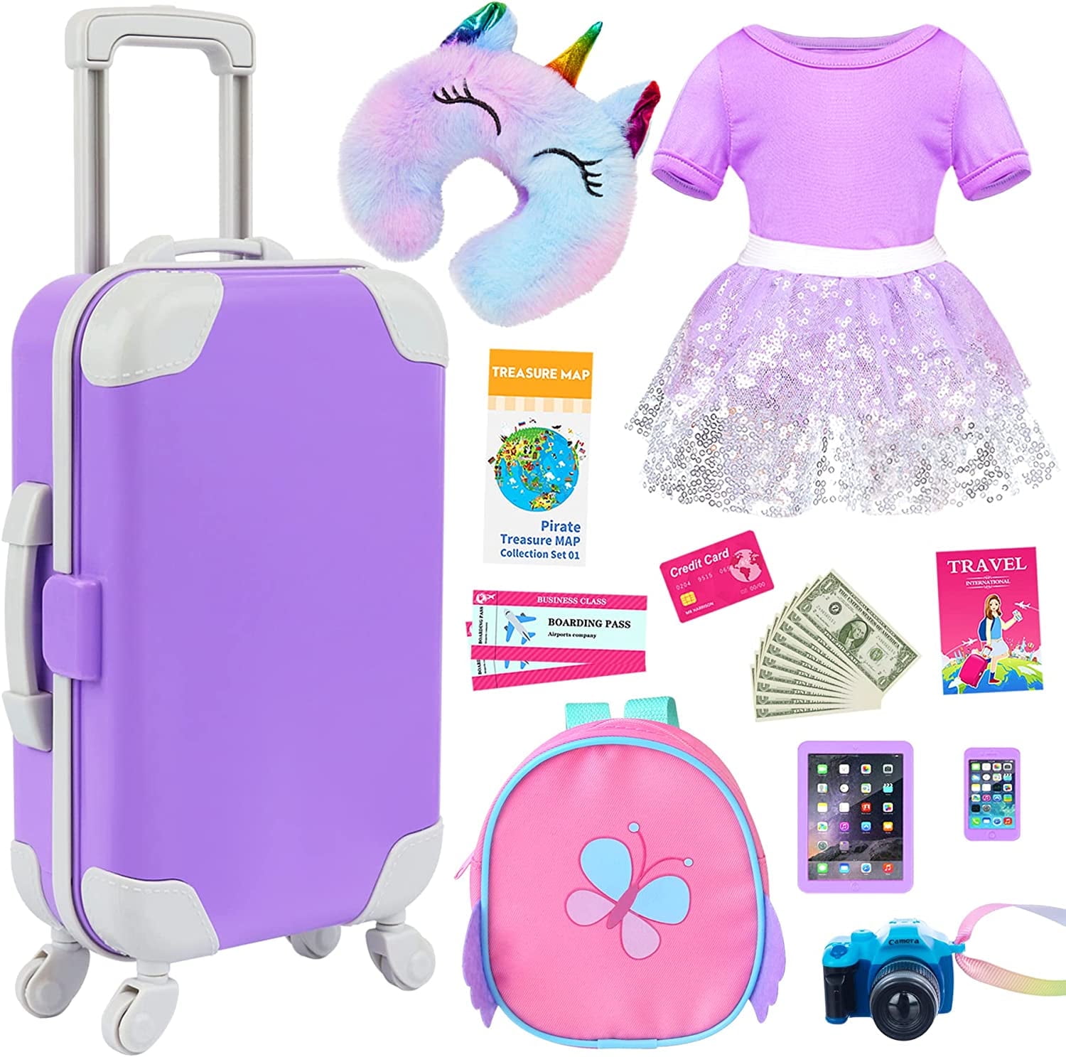 Zita Element 18 Inch Doll Travel Suitcase Set with 23 Accessories