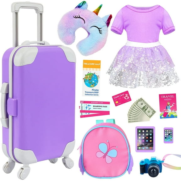 ZITA ELEMENT 18 Inch Doll Suitcase Travel Set with 23 Accessories