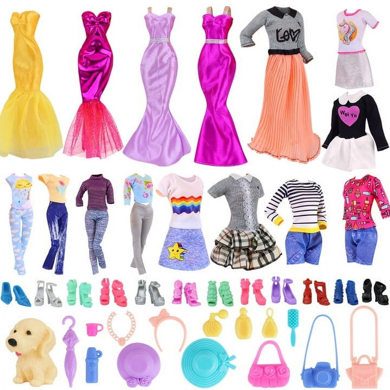 ZITA ELEMENT 35 PCS Doll Clothes and Doll Accessories for 11.5 inch Doll  Randomly - 5 Fashion Clothes Sets 5 Doll Dresses or Skirt Sets 14 Doll  Outfit Accessories 10 Doll Shoes and A Dog 