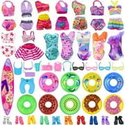 ZITA ELEMENT 35 PCS Doll Clothes Swimwear Beach Bathing Kit for 11.5 Inch Doll - Including 10 Bikini Swimsuit 2 Swimming Ring 4 Fashion Glasses 10 Pairs Shoes 1 Surf Skateboard 8 Doll Accessories