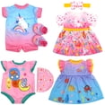 thumbnail image 1 of ZITA ELEMENT 4 Set Baby Doll Clothes for 14 -16 Inch, 18 Inch Girl Doll Clothes Outfits and Accessories 7 Pcs Include Jumpsuit, Dresses, Headbands, Hats, Shoes, 1 of 7