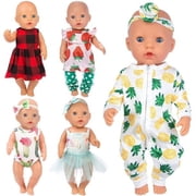 ZITA ELEMENT 5 Sets 14-18 Inch Baby Doll Clothes and Headbands Outfits Pjs for 43cm New Born Baby Dolls, 15 Inch Baby Doll, 18 Inch Girl Doll ﻿