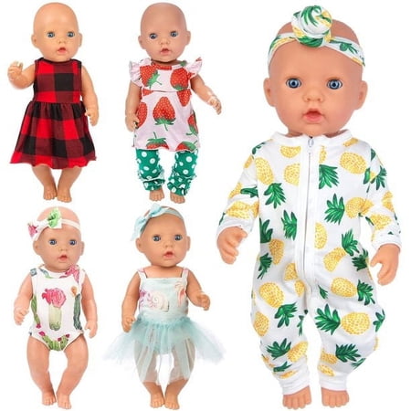 ZITA ELEMENT 5 Sets 14-18 Inch Baby Doll Clothes and Headbands Outfits Pjs for 43cm New Born Baby Dolls, 15 Inch Baby Doll, 18 Inch Girl Doll ?