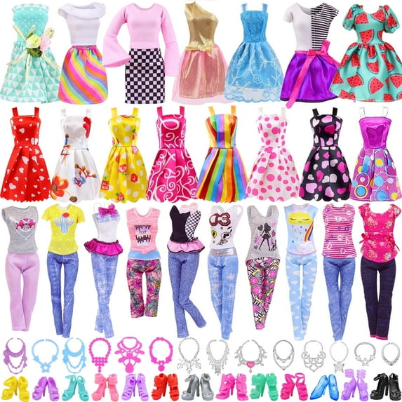 ZITA ELEMENT 11.5 Inch Girl Doll Clothes Set - 36 PCS Fashion Outfits | 10 Mini Dresses, 3 Fashion Dresses, 3 Top & Pants Sets, 10 Shoes, 10 Necklaces | Casual & Stylish Doll Clothes & Accessories