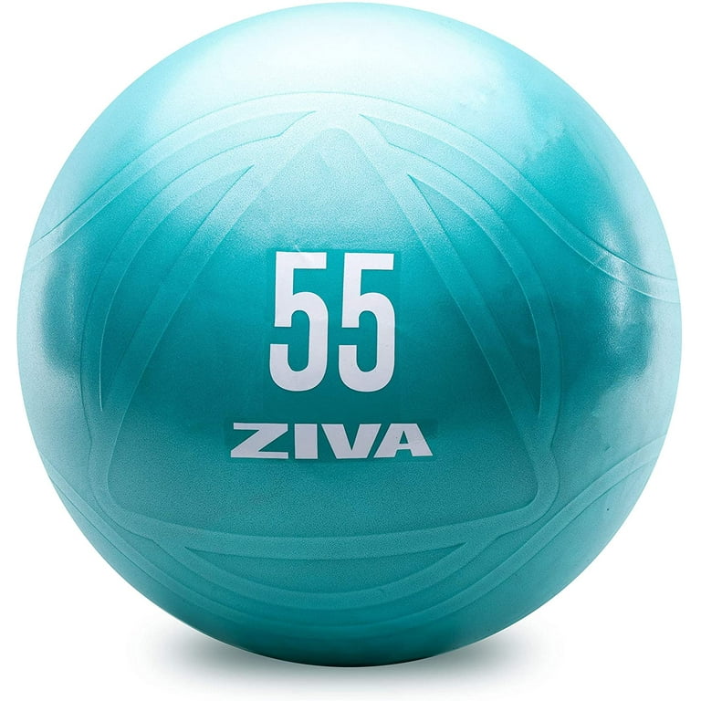 ZIVA Anti Burst Core Fitness Exercise Ball - Professional Grade Slip  Resistant Yoga Ball for Stability Balance - Includes Hand Pump - 55 cm,  Turquoise