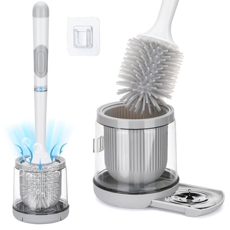 ZIVACATE Toilet Brush and Holder - Durable Bristles Toilet Bowl Scrubber for Bathroom Cleaning, Brush Bathroom Accessories with Refillable Handle,Drip-Proof, Easy to Assemble