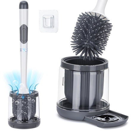 ZIVACATE Toilet Brush and Holder - Durable Bristles Toilet Bowl Scrubber for Bathroom Cleaning, Brush Bathroom Accessories with Refillable Handle,Drip-Proof, Easy to Assemble