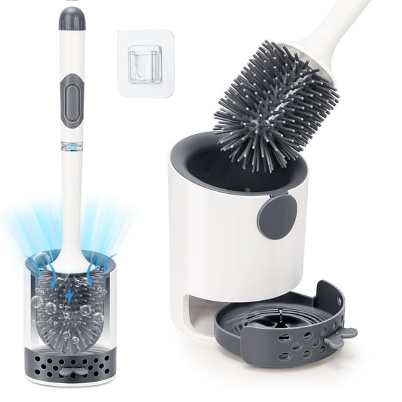 ZIVACATE Toilet Brush and Holder - Durable Bristles Toilet Bowl Scrubber for Bathroom Cleaning, Brush Bathroom Accessories with Refillable Handle,Drip-Proof, Easy to Assemble