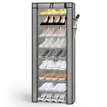 ZIVACATE 10 Tier Shoe Rack Organizer for Entryway, 22-30 Pairs Capacity Shoe Storage Shelf, 61"*21.7"*10.7" inch,Gray