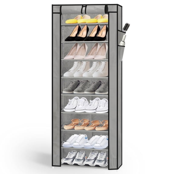 ZIVACATE 10 Tier Shoe Rack Organizer for Entryway, 22-30 Pairs Capacity Shoe Storage Shelf, 61"*21.7"*10.7" inch,Gray