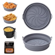 ZIVACATE 2 Pack Air Fryer Liners Inserts Silicone Round Foldable Airfryer Basket Liners Reusable Air Fryer Silicone Basket Bowl Accessories Replacement For Parc