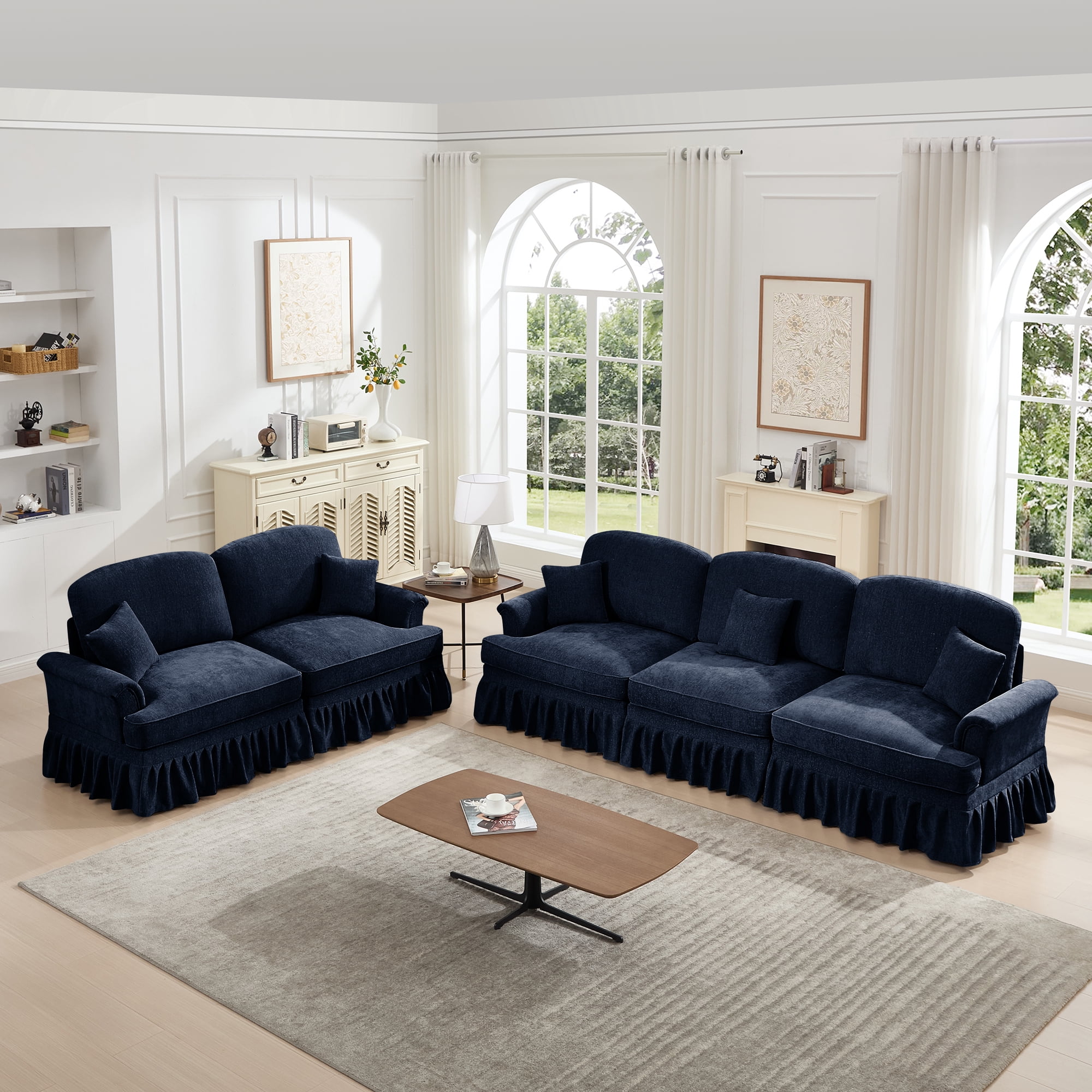 Sofa Inflable Ruffles ZIVACATE 2 Piece Modular Sectional Sofa with Removable Ruffles Pleats ...