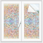 ZIVACATE 23.6"x86.6" Window Privacy Film Rainbow Window Clings Decorative Stained Glass Window Vinyl Non-Adhesive for Home
