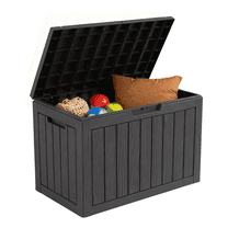 ZIVACATE 45-Gallon Outdoor Deck Box. Lockable, Waterproof & Uv-Resistant Storage For Patio Furniture, Garden Tools, Cushions & Pool Gear,Black