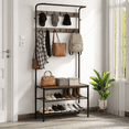 thumbnail image 1 of ZIVACATE Coat Rack, Hall Tree with Shoe Storage Bench, Entryway Bench with Shoe Storage, 4-in-1, Steel Frame, for Entryway, 28.35 x 13.27 x 72.05 in,Brown, 1 of 8