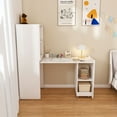 thumbnail image 1 of ZIVACATE Computer Desk with Bookshelf, Stretchable Desk with Storage Shelves and Mobile Wheels, Compact Office Desks & Workstations, Desk for Bedroom, Kids Room, Study, Kitchen (White), 1 of 7