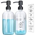 thumbnail image 1 of ZIVACATE 2 Pack Soap Dispenser with Rust Proof Pump, 6 Pack Waterproof Labels, 17 Oz  Soap Dispenser Bathroom, Glass Hand Soap Dispenser, Dish Soap Dispenser for Kitchen,Clear, 1 of 7