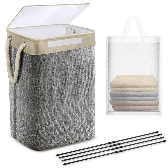 ZIVACATE Laundry Hamper With Lid 75L Collapsible Laundry Basket Large Clothes Hamper With Removable Bag Dirty Hampers For Bedroom, Bathroom, Dorm, College